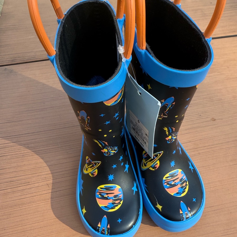 Cat & Jack Planetary Rain Boots - Blue and Black